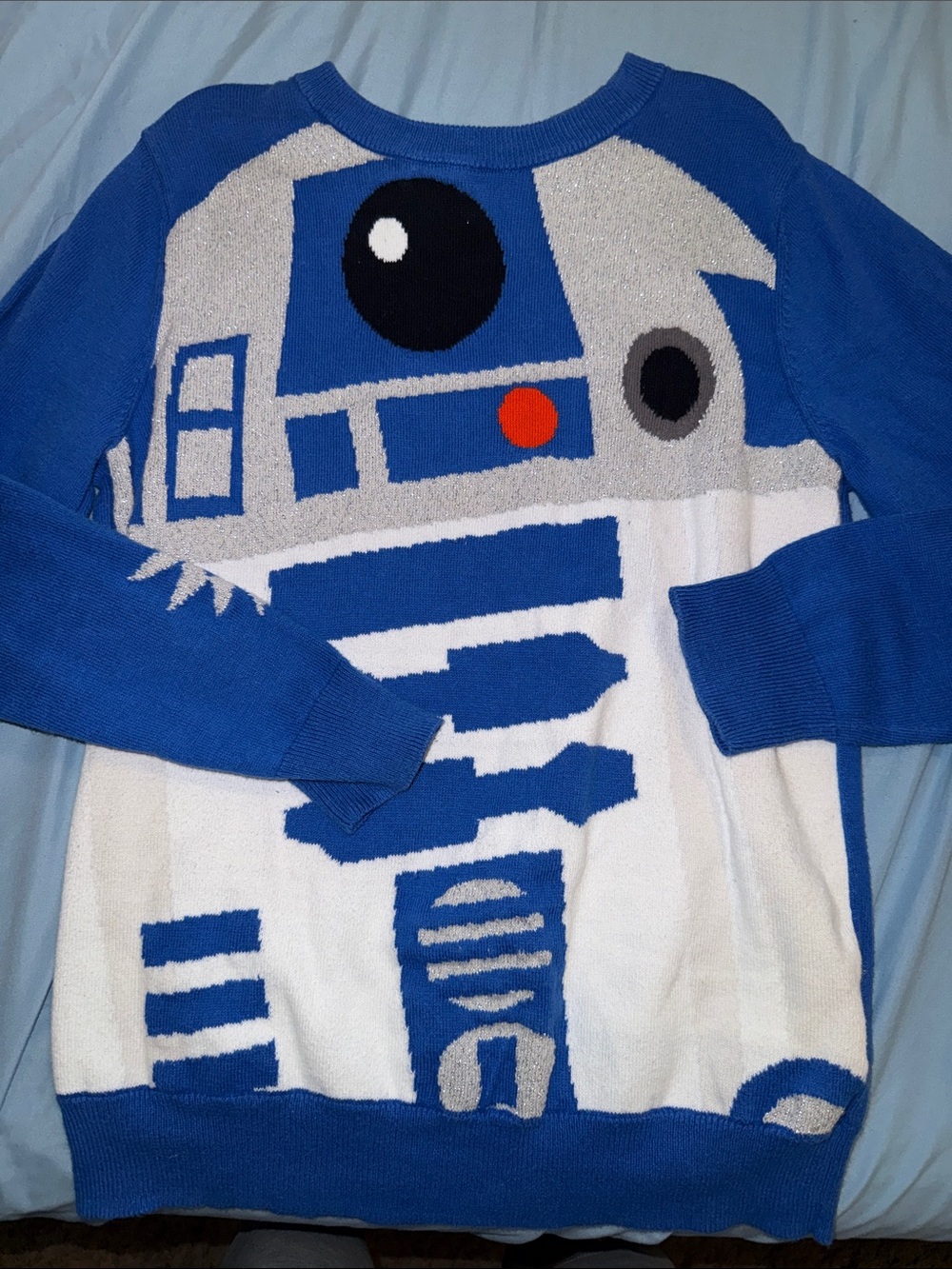 Star Wars Blue & White R2-D2 Graphic Sweater| spotted zebra size M 8